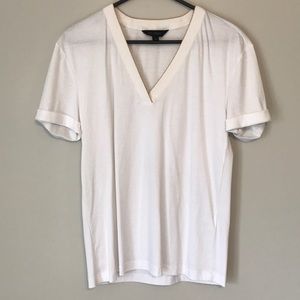 Gold detail V-Neck white tee